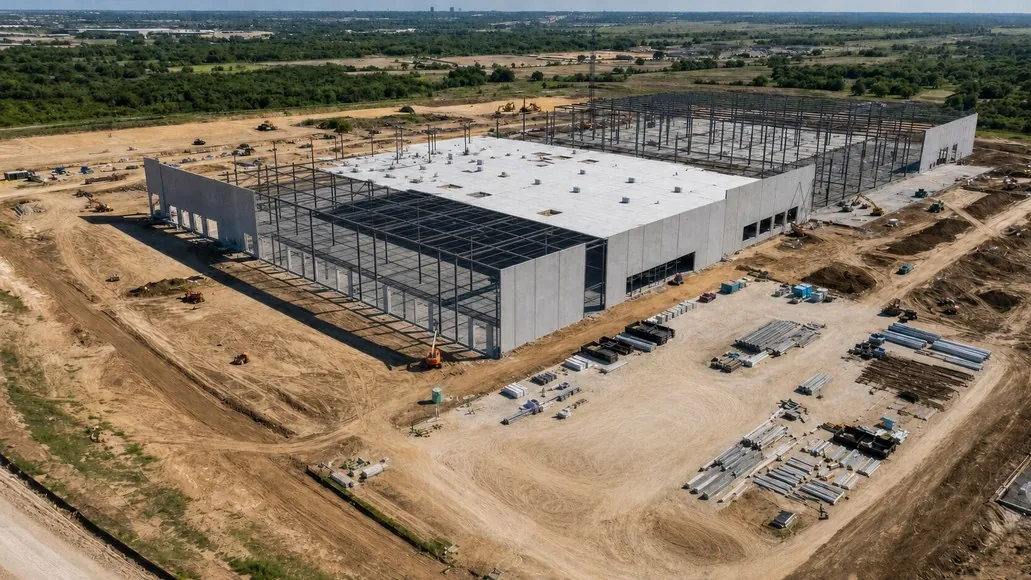 Illustrative previous aerial visit showing partial steel and roof construction